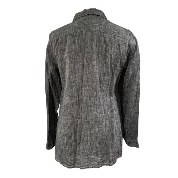 J Jill gray linen blouse button front marled long sleeves Size S career casual - Picture 4 of 7